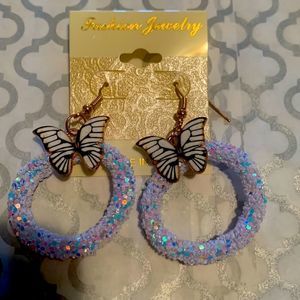 WHITE Butterfly Earrings